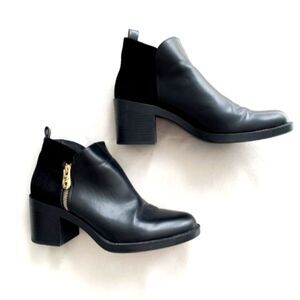 Zara Black Suede and Leather Ankle Boots Sz 7.5